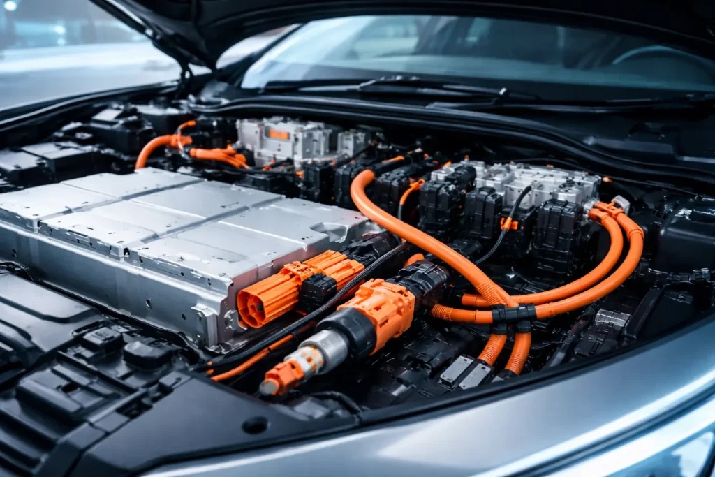 electric vehicle wiring harness close up